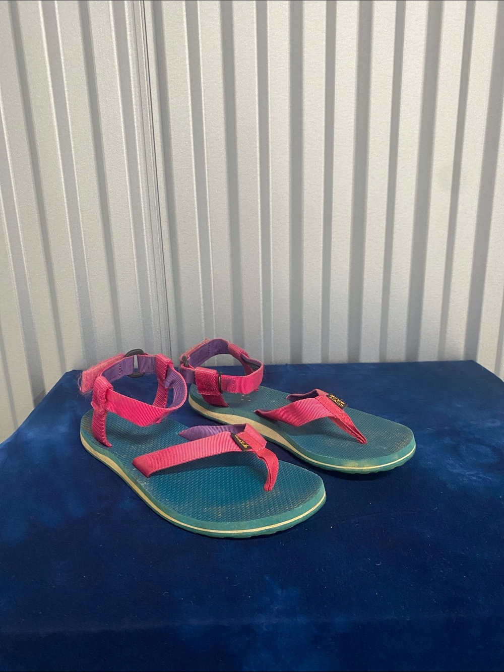 Vintage Teva pink green and purple river sandals